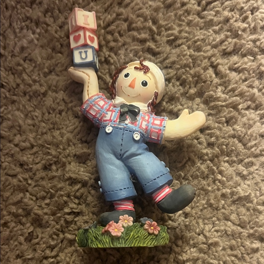 Whimsical Rag Doll Figurine with Blocks